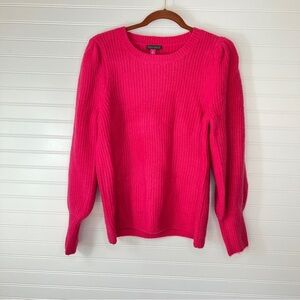 Vince Camuto Sweater Womens Sz Medium Pink Puff Sleeve Bobble Knitted Sweater